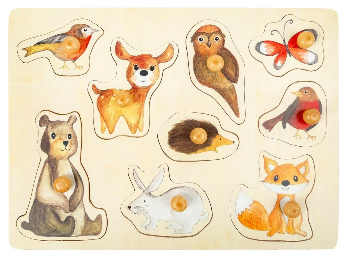 Puzzle in legno personalizzato con nome e animali – Giocattolo