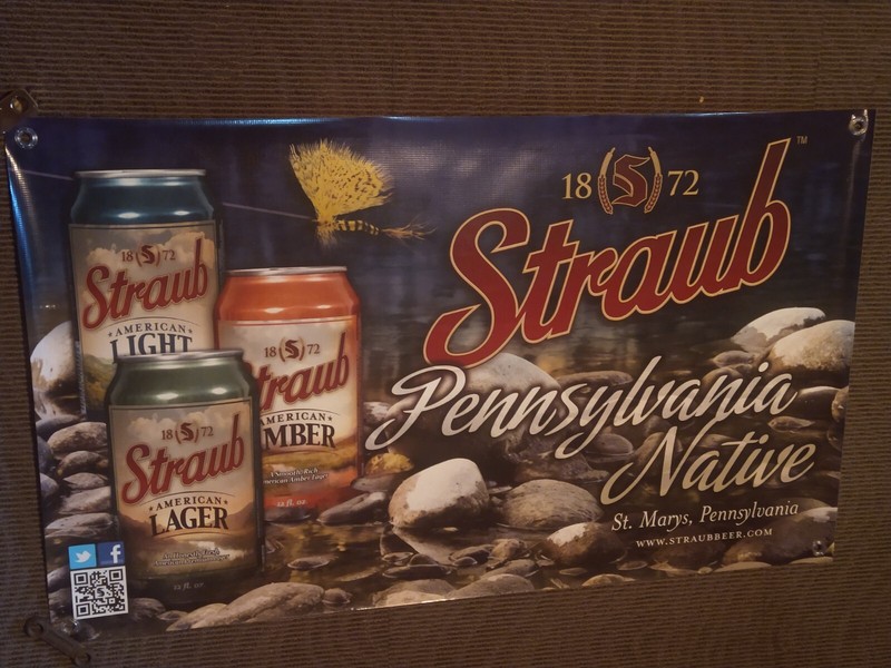STRAUB BEER PENNSYLVANIA NATIVE BANNER SIGN NEW BREWERY 28" X 46" (NOS)