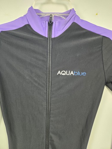 Aqua Blue Wetsuit Women Black Long Sleeve Full Zip Slim Fit Comfort Sportswear - Picture 6 of 6