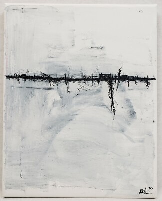 No.464 Original Abstract Modern Minimal Landscape Ink Drawing By K.A.Davis 