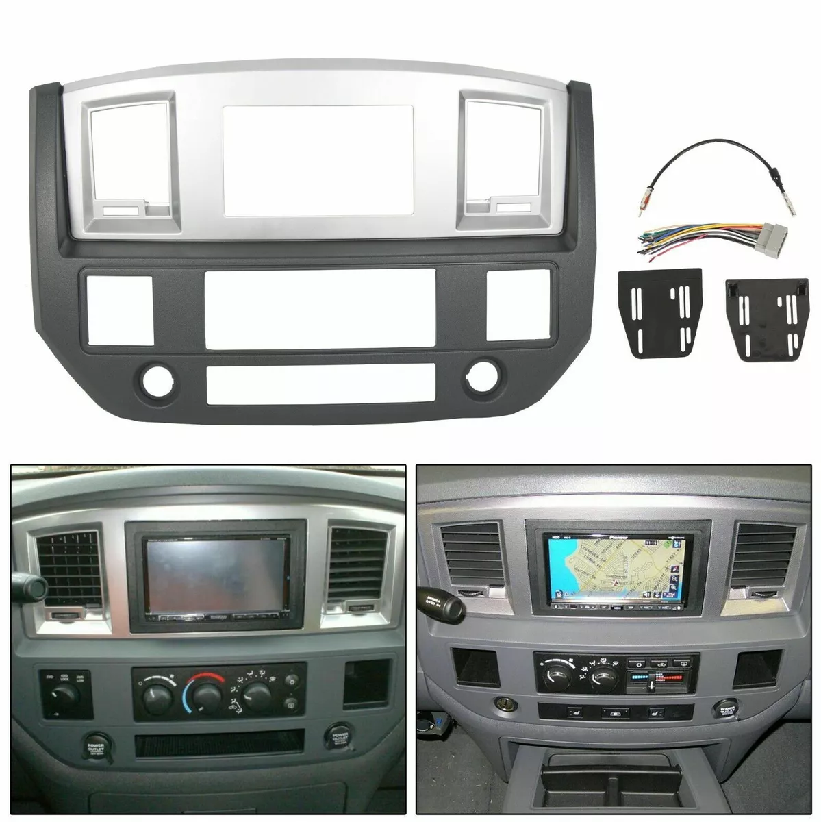 Stereo Radio Double Din Dash Install Bezel Kit For 06 09 Dodge Ram