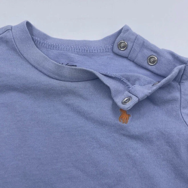 Ralph Lauren Short Sleeve T-Shirt Infant Size 3 Months Light Blue w/ Orange Logo - Image 3 of 4