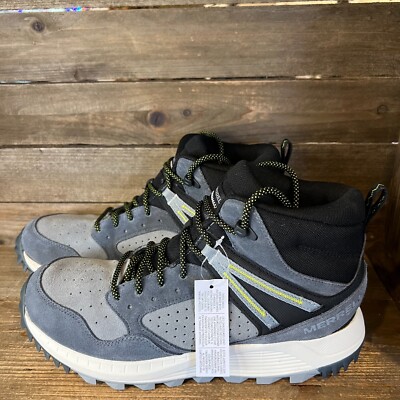Mens Merrell Wildwood Mid Gray Leather Waterproof Hiking 