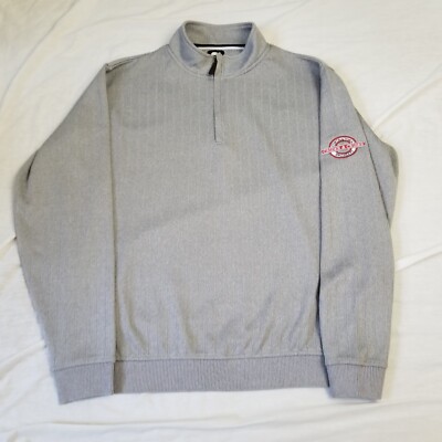 Footjoy Sweater Mens Large Gray Drop Needle 1/2 Zip Pullover Ribbed  Performance