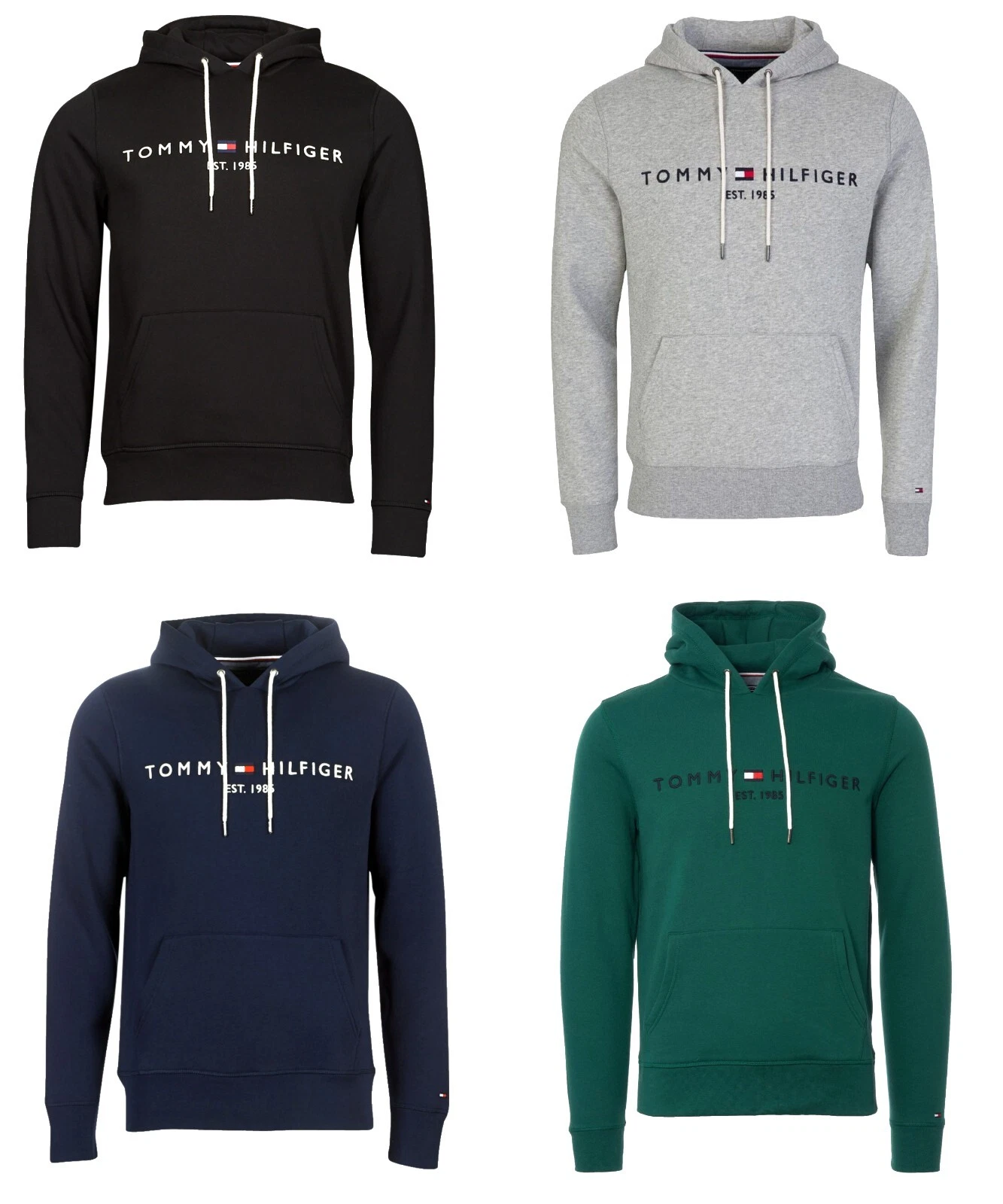 NWT-TOMMY HILFIGER Mens Embroidered Logo Pullover Fleece Hoodie : S-XXL