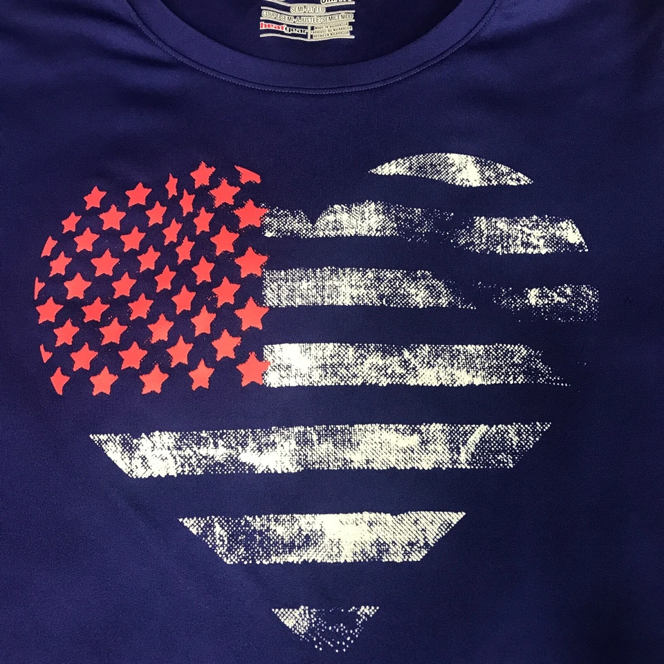 Under Armour Heat Gear Women's Small Semi-Fitted Red/White Flag Heart T-Shirt  - Image 3 of 4