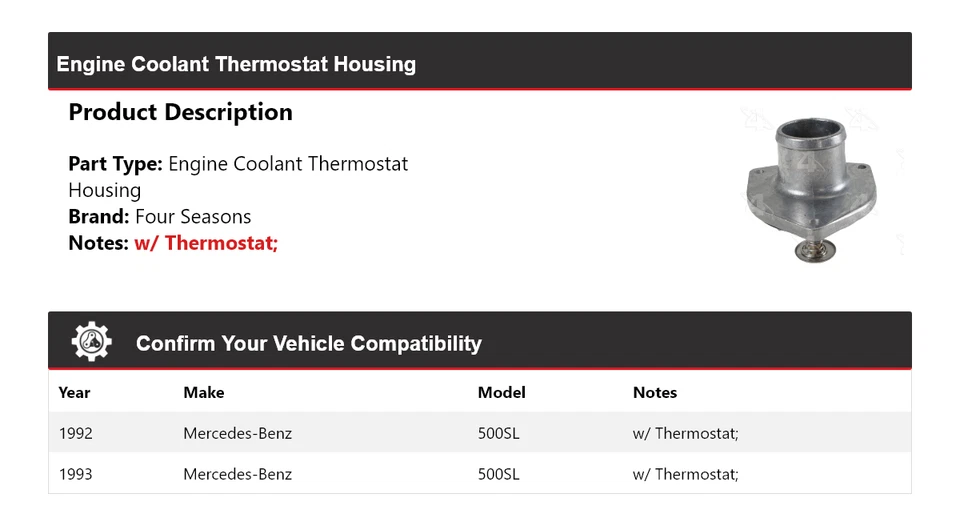 Carcasa termostato refrigerante motor Mercedes-Benz 500SL 1992-1993 4 estaciones Foto 2 de 4