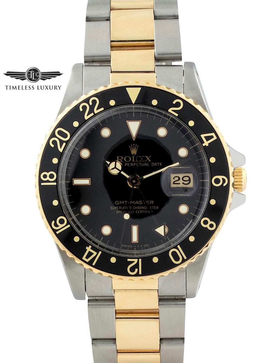 1986 Rolex GMT-Master 16753 Stainless Steel & 18k Gold 40mm Black