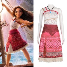Kids Adults Moana Movie Princess Dress Cosplay Costume Necklace Party Book Week