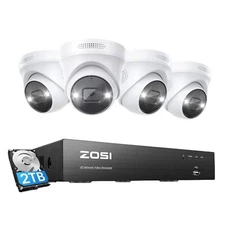 ZOSI 8CH 4K NVR PoE 5MP Security Outdoor Camera System for 24/7 Audio 2TB