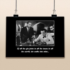 Casablanca Rick and Sam Film Star Poster Black and White Famous Quote Photo