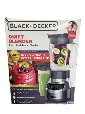 BLACK+DECKER PowerCrush 48 oz. 3-Speed Silver Digital Blender with Travel Cup