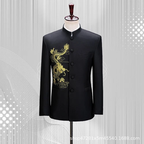 Men's Mandarin Collar Chinese Tunic Suit Jacket Coat Pants Traditional Zhongshan - Picture 5 of 23