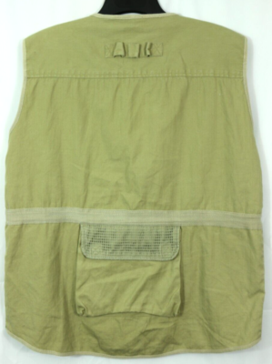 Gilet de Pêche Homme Sans Manche Multi-poches Boutons Militaire Vert