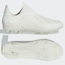 adidas X 18+ FG Junior Football Boots Boys Girls Kids Laceless White SIZE 4 5.5