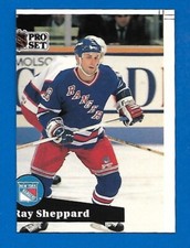 #162 RAY SHEPPARD PRINT ERROR 1991-92 PROSET RANGERS HOCKEY CARD RARE