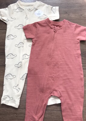 George baby boy Zip Sleepsuits Romper x Short Sleeves Age 3-6