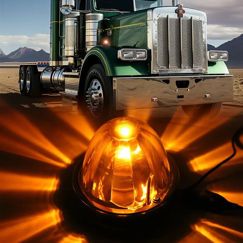 PKW Seitenmarkierungsleuchten LED LKW Anhänger Leuchte rund Kugel Gelb Lampen - Bild 4 von 4