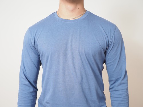 Mens Long Sleeve Cotton T-Shirt Regular Fit Crew Neck or Henley Top Lounge Work - Picture 14 of 72