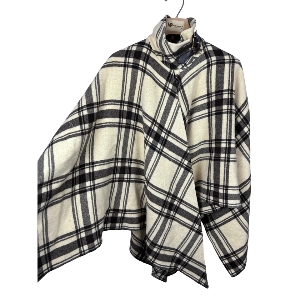 Ralph Lauren Coll Púrpura Etiqueta Angora Cachemira Lana A Cuadros Capa Poncho Mantón OS Foto 3 de 4
