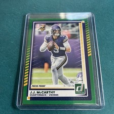 2025 Donruss J.J. McCarthy Press Proofs Green #57 Minnesota Vikings