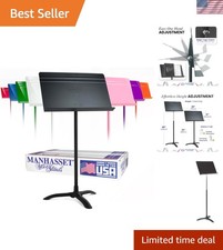 Lightweight  Durable Music Stand - Height Adjustable 26" to 48" for Musicians
