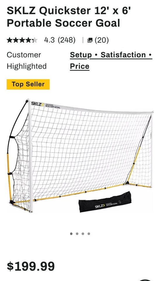 SKLZ 12' X 6' KICKSTER ULTRAPORTÁTIL CONFIGURAÇÃO RÁPIDA SOCCOR GOL COM BOLSA DE TRANSPORTE - Imagem 4 de 4