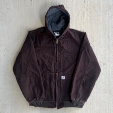 Carhartt J158 DKB brown hooded work wear jacket