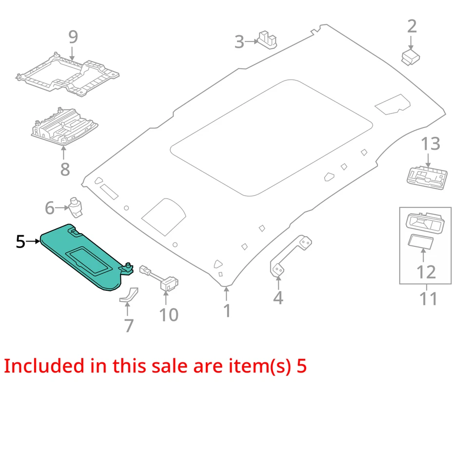 Fits 2015 2016 2017 2018 NISSAN MURANO RH Passenger Sun Visor Illuminated Beige - Image 4 of 4