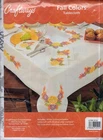 NIP!!! STAMPED CROSS STITCH KIT FALL COLORS TABLECLOTH 50" X 50"