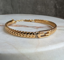 Vintage Fendi Gold-Plated "FF" Logo Bangle Bracelet - Repair Restoration