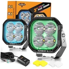  RGBW 3" 116W Offroad Lights 7 Solid Color Changing Backlight 12960LM Spot Beam