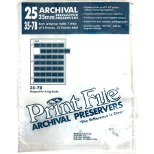 Print File 35mm Negative Vtg Archival Preservers 35-7B For 3-Ring Binder USA