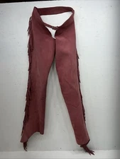 NOS Pink Show Chaps With Fringe Adjustable Waist 31” I-79