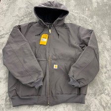 Carhartt Duck Jacket Men's XL Tall XLT Gray Quilted Flannel Lined Hooded J140
