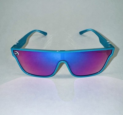Quiksilver SciFi Shield Sunglasses Electric Blue Frame Blue-Purple Mirror NEW