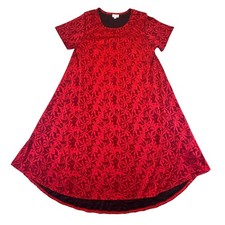 LuLaRoe Dress Women's Large Valentine's Day Romantic Red Floral Print A-Line