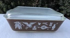 Pyrex Vintage Early American Refrigerator Casserole Dish 1.5 Qt. w/ Ribbed Lid