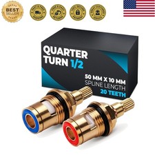 Faucet Cartridge Replacement, 2 Pcs Brass, 1/2" Thread, 20 Teeth Faucet Val...