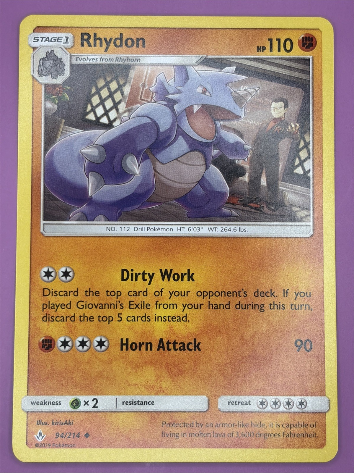 Rhydon 94/214 Unbroken Bonds Regular Finish Pokemon Card