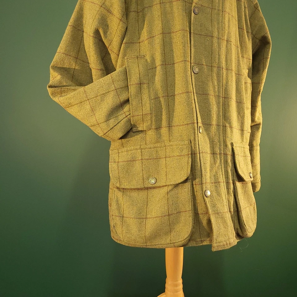 Alan Paine Field Coat Men's XL Green Check Waterproof Wool Shooting  Zip - Image 2 of 4