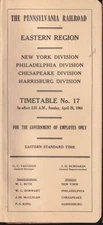 Pennsylvania RR Eastern Region NY-Phila-Chesapeake+ Employe TT #17 4/26 1964