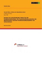 Kontext Als Entscheidender Faktor Bei Der Fundamentalanalyse. Der Zusammenhang Z