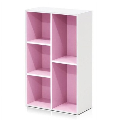 5-Cube Reversible Open Shelf White & Pink   Fill W/ Toy Bins or Stack W/ Books