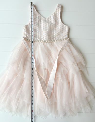 American Princess Mädchen Partykleid rosa Tüll Pailletten Perlen Größe 10 Blumenmädchen - Bild 16 von 16