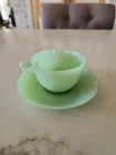 Fire King Jane Ray Jadeite Demitasse Child Size Cup & Saucer Set - 000806