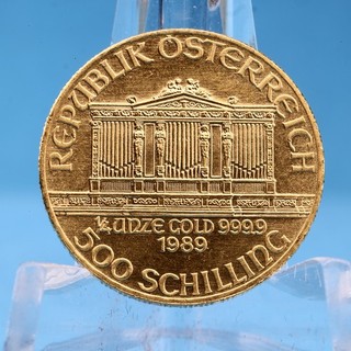 Vienna Philharmonic 500 Shillings 1989 1/4 oz 999.9 Gold Austria XF/UNC