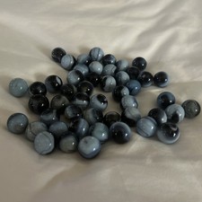 Suspected To Be Peltier 1930s Vintage Marbles Lot Of 50 Blue Swirl Zebra 1