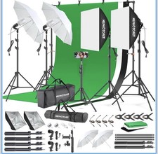 Pro Photography Softboxes Kit ,5 Tripod Stands, Bulbs, Backdrops And More