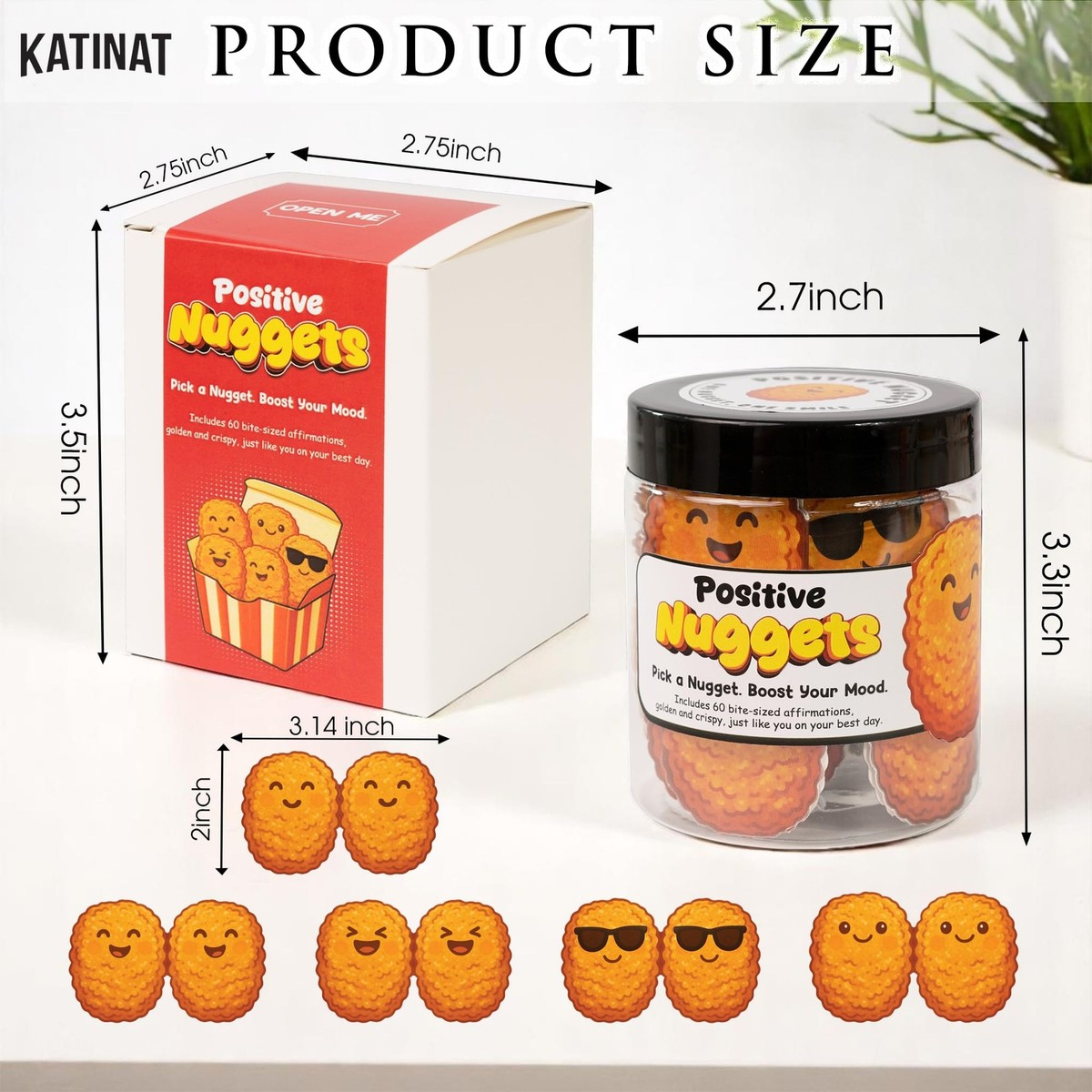 Emotional Support Chicken Nuggets Jar, 60 Positive Affirmation